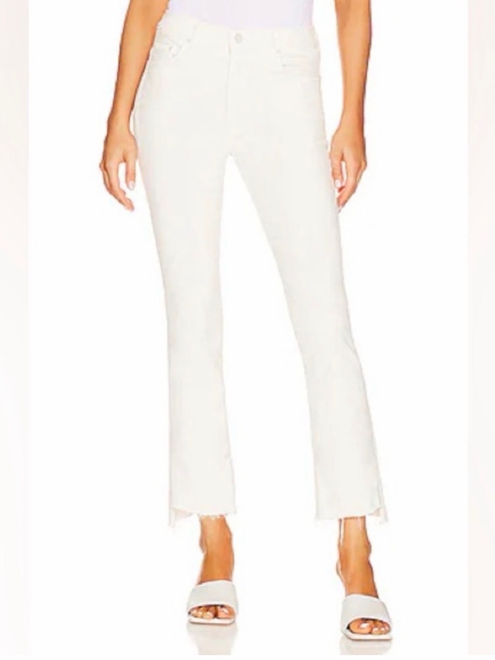 Mother The Insider Step Crop Fray in Cream Puffs Size 24